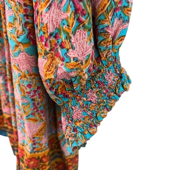 NATURAL LIFE Multicolor Floral Dara V Nexk Tunic Dress with Tassels Size XL - Picture 5 of 9